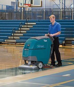 T300 Walk-Behind Scrubber cleaning a gymnasium T300 Walk-Behind Scrubber cleaning a gymnasium